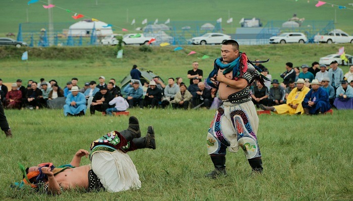 Wrestlers perform